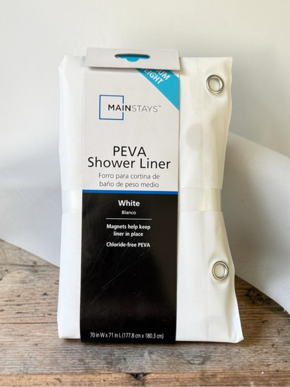 🫶🏻 Mainstays PEVA Shower Liner - White